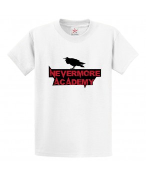 Nevermore Academy Raven Bird Funny Graphic Print Unisex Kids and Adults T-Shirt